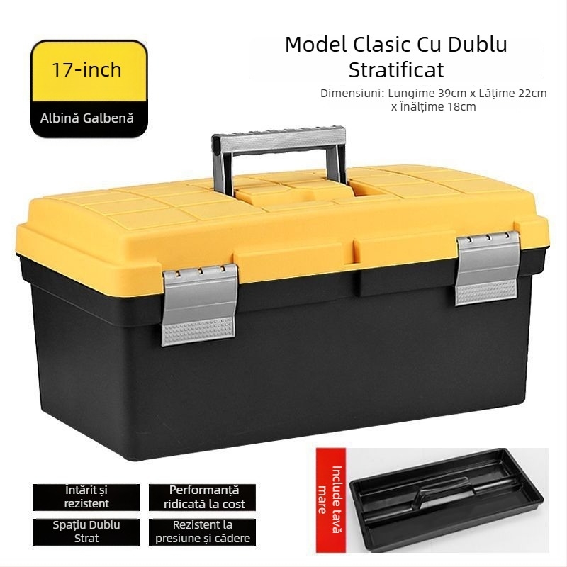 Cutie din plastic pentru unelte, îngroșată, multifuncțională, pentru uz casnic și auto (Brand: Powerful factory; Scop principal: Drone box; Tip: Cutie din plastic pentru unelte)