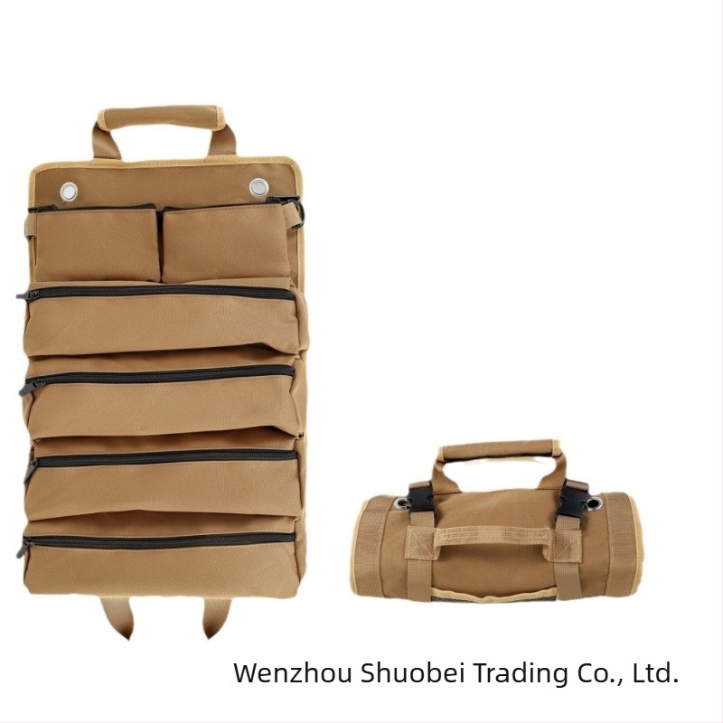 Geantă portabilă de unelte în formă de rolă pentru electrician, pentru reparații multifuncționale și depozitare de unelte în mașină