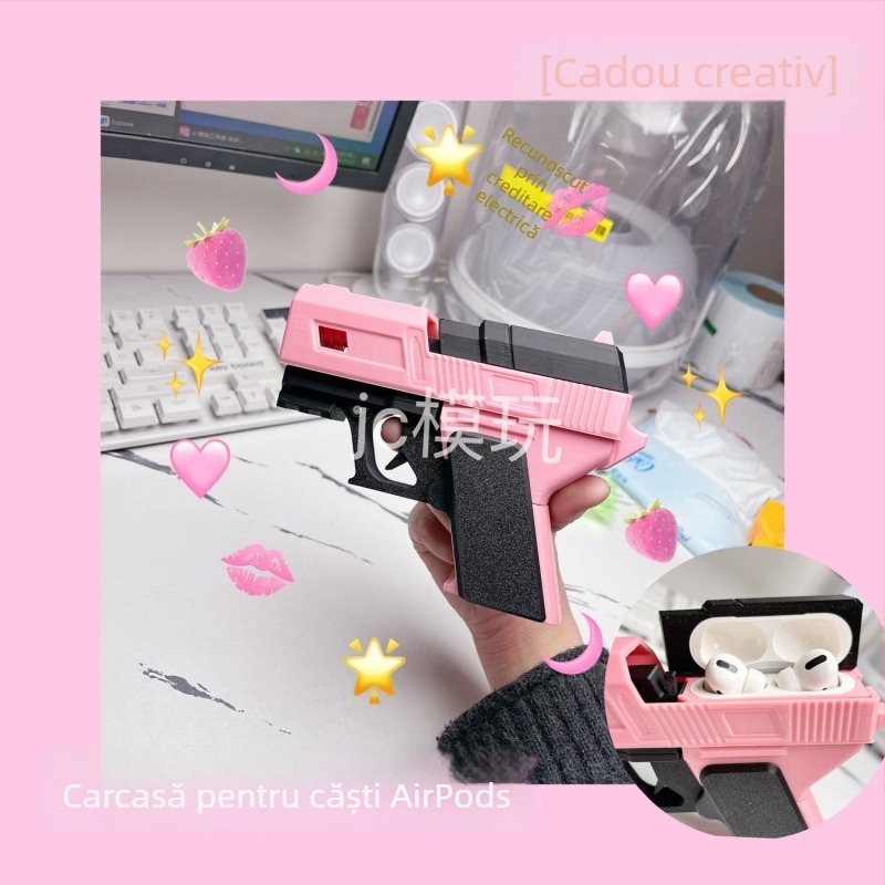 Carcasă AirPods imprimată 3D, capac automat, husă DIY detașabilă, cadou creativ