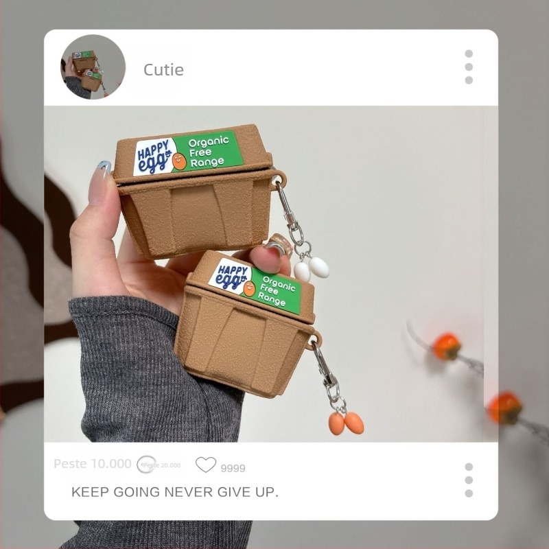 Egg Box husă din silicon pentru Apple AirPods Pro 2/3/4 - textură gravată, compatibil universal, personalizabilă | Chaoxinmao