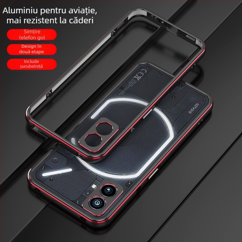 Husă pentru Nothing Phone1 cu cadru metalic, ștanțare metalică, fără personalizare, design modern și simplu