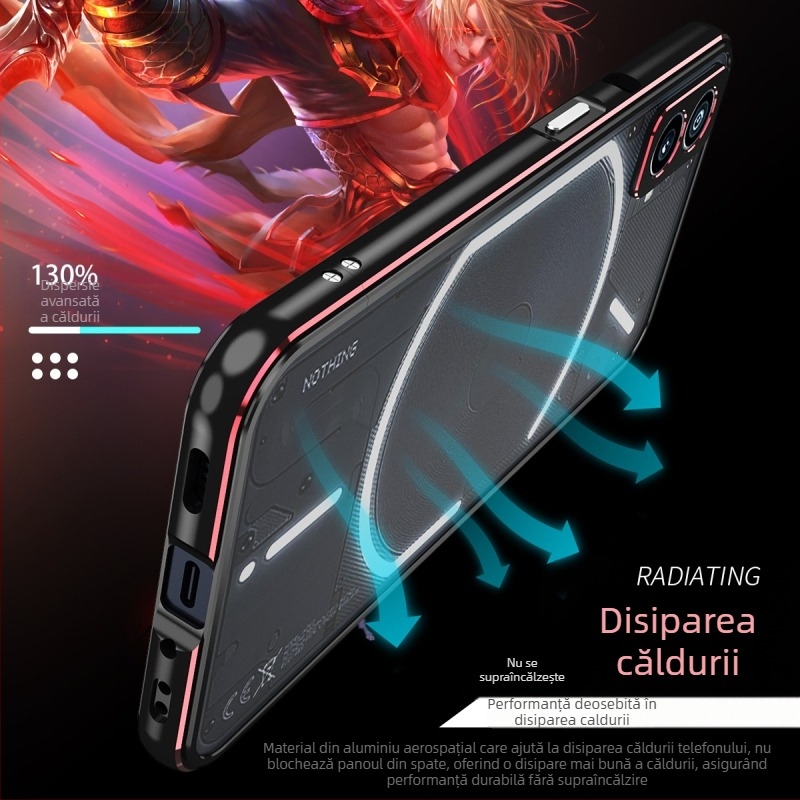 Husă pentru Nothing Phone1 cu cadru metalic, ștanțare metalică, fără personalizare, design modern și simplu