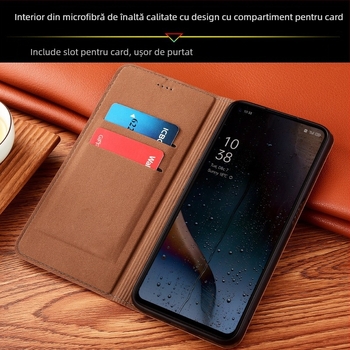 Carcasă flip din piele pentru seria Huawei Enjoy - piele autentică, embossare, suport, atracție magnetică, rezistență la cădere