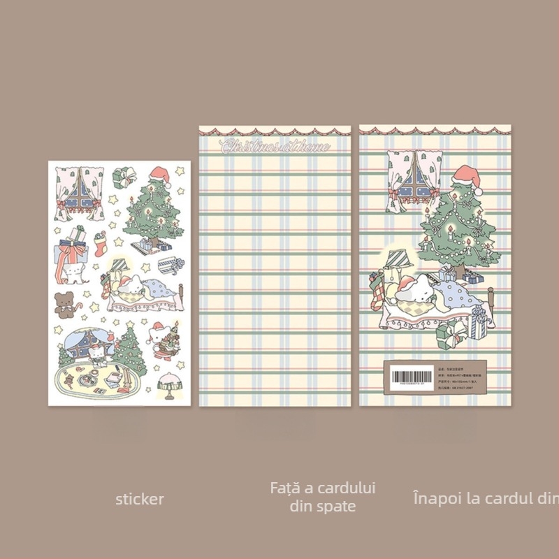 Autocolante de Crăciun pentru jurnal cu peisaj, hârtie sintetică, stil coreean, imprimare