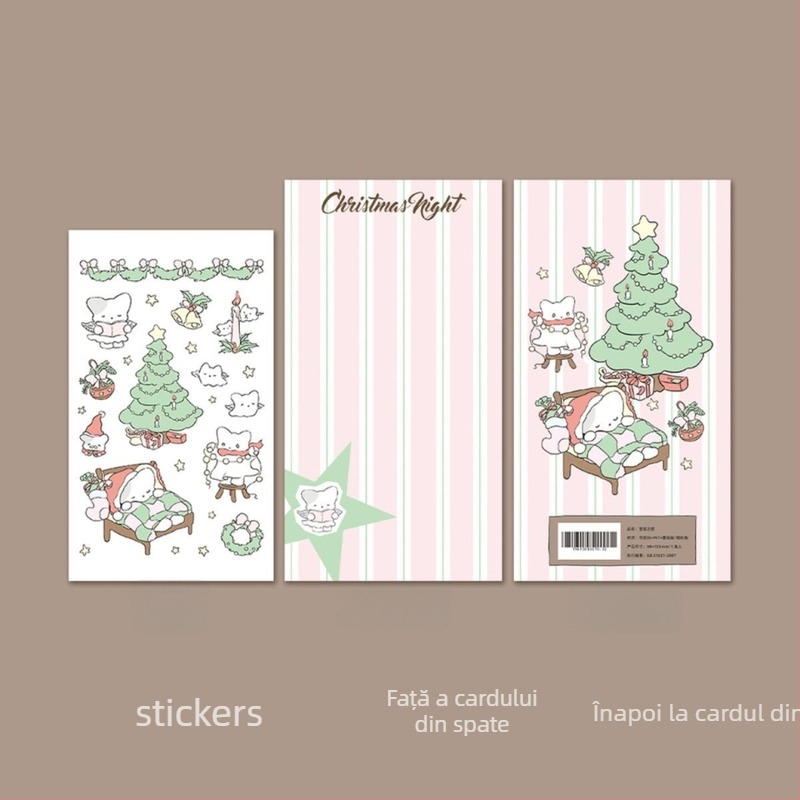 Autocolante de Crăciun pentru jurnal cu peisaj, hârtie sintetică, stil coreean, imprimare