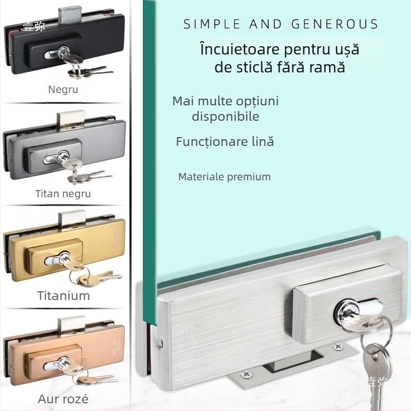 Încuietoare pentru podea a ușii din sticlă fără ramă, cu arc de podea și clip pentru ușă, model GT-6SDS