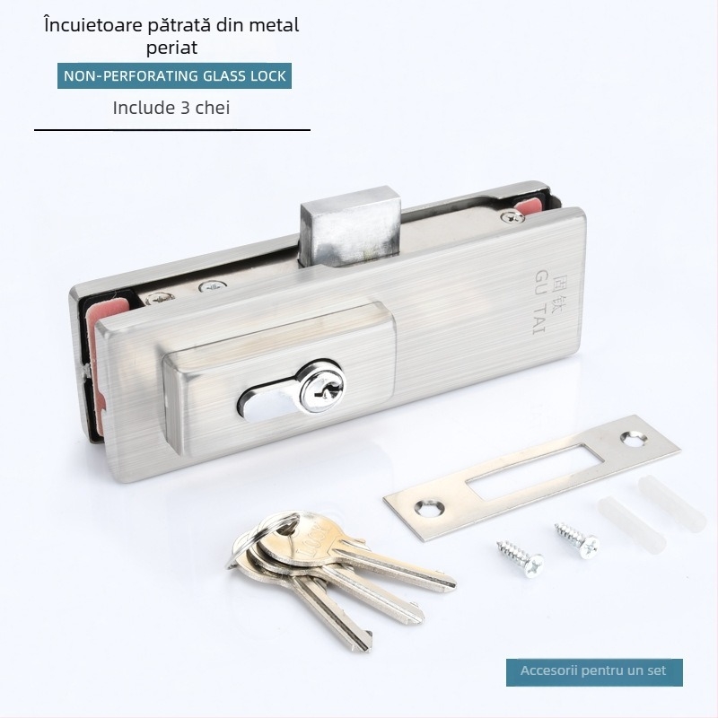 Încuietoare pentru podea a ușii din sticlă fără ramă, cu arc de podea și clip pentru ușă, model GT-6SDS