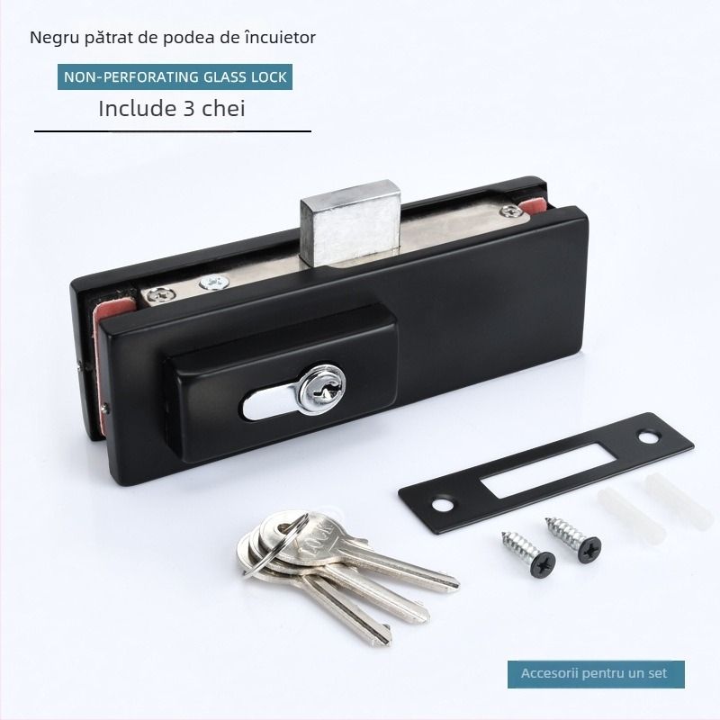 Încuietoare pentru podea a ușii din sticlă fără ramă, cu arc de podea și clip pentru ușă, model GT-6SDS