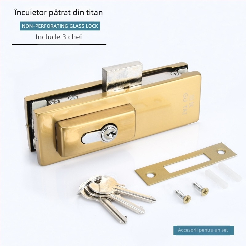 Încuietoare pentru podea a ușii din sticlă fără ramă, cu arc de podea și clip pentru ușă, model GT-6SDS