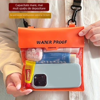 Husă impermeabilă pentru telefon mobil cu compatibilitate touchscreen, capacitate mare, material PVC, construcție prin presare la cald, potrivită pentru înot.
