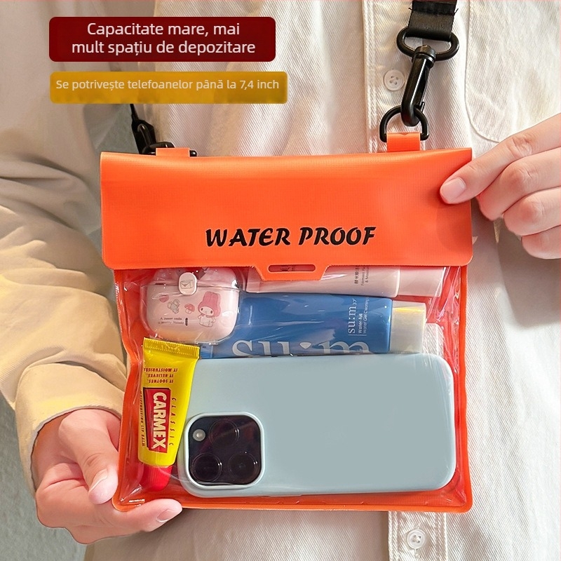 Husă impermeabilă pentru telefon mobil cu compatibilitate touchscreen, capacitate mare, material PVC, construcție prin presare la cald, potrivită pentru înot.