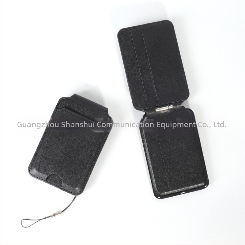 Port-card din piele PU compatibil MagSafe, cu buzunar magnetic, cusut — husă pentru telefon, unisex