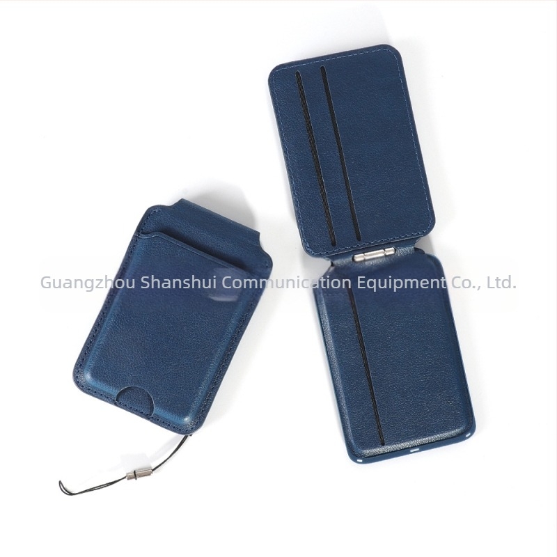 Port-card din piele PU compatibil MagSafe, cu buzunar magnetic, cusut — husă pentru telefon, unisex