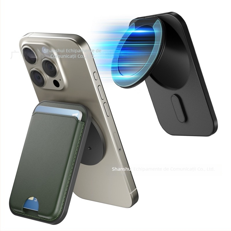 Port-card MagSafe pentru iPhone — piele artificială, suport mult unghiuri, închidere magnetică, personalizare și imprimare a logo-ului