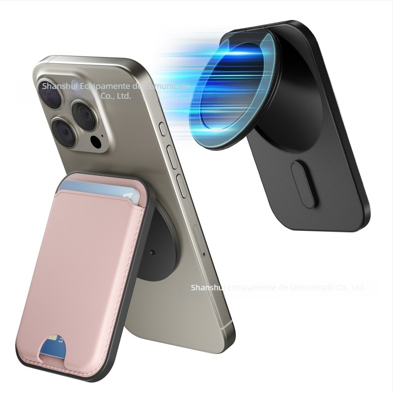 Port-card MagSafe pentru iPhone — piele artificială, suport mult unghiuri, închidere magnetică, personalizare și imprimare a logo-ului