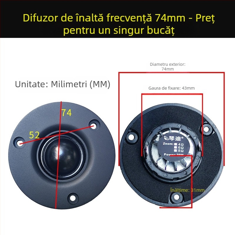 Tweeter cu diafragmă de mătase, circuit magnetic dublu, înaltă sensibilitate – pentru instrumente muzicale