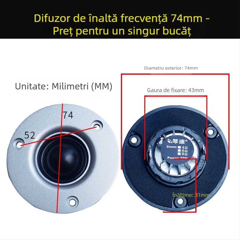 Tweeter cu diafragmă de mătase, circuit magnetic dublu, înaltă sensibilitate – pentru instrumente muzicale