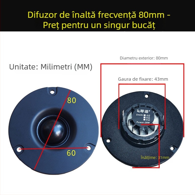 Tweeter cu diafragmă de mătase, circuit magnetic dublu, înaltă sensibilitate – pentru instrumente muzicale