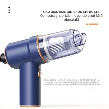 Aspirator auto fără fir, încărcare USB — 50W, aspirație 4100–5000 Pa, baterie încorporată 3000–4000 mAh, uscat, cap de perie pliabil pe colț
