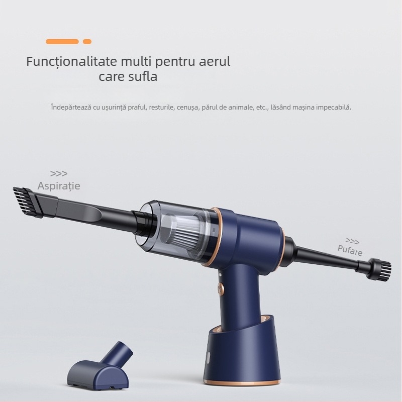 Aspirator auto fără fir, încărcare USB — 50W, aspirație 4100–5000 Pa, baterie încorporată 3000–4000 mAh, uscat, cap de perie pliabil pe colț