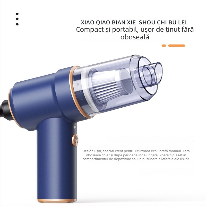 Aspirator auto fără fir, încărcare USB — 50W, aspirație 4100–5000 Pa, baterie încorporată 3000–4000 mAh, uscat, cap de perie pliabil pe colț