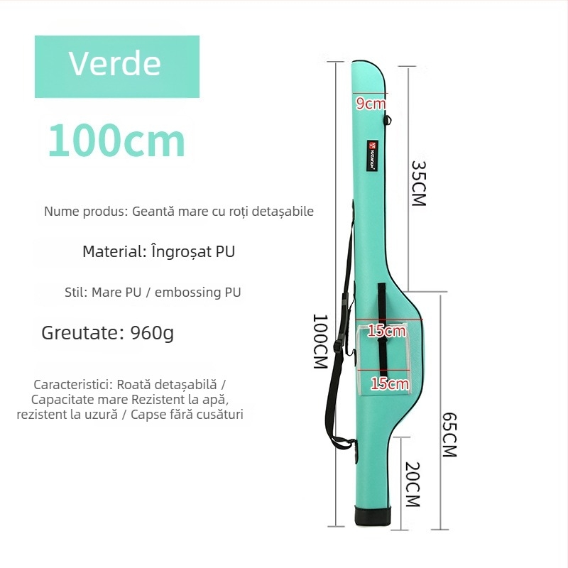 Geantă impermeabilă din PU pentru lansete, cu husă dură, portabilă pentru echipament de pescuit în râu