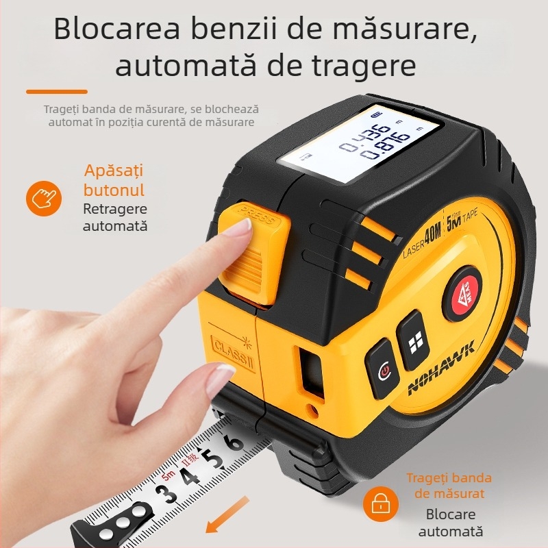 Distanțier cu laser – riglă portabilă cu laser infraroșu, instrument electronic de înaltă precizie, dispozitiv de măsurare cu laser de tip industrial