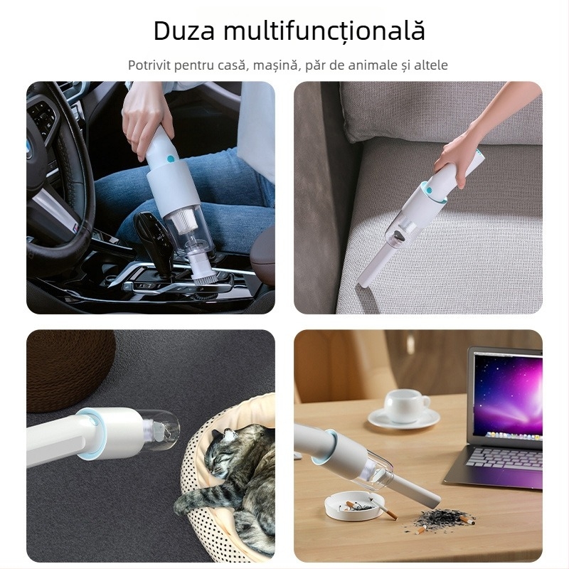 Aspirator auto wireless, mâner portabil cu duză plată, 80W, baterie încorporată 2000–2500 mAh, tensiune ≤36V, aspirație sub 10 kPa