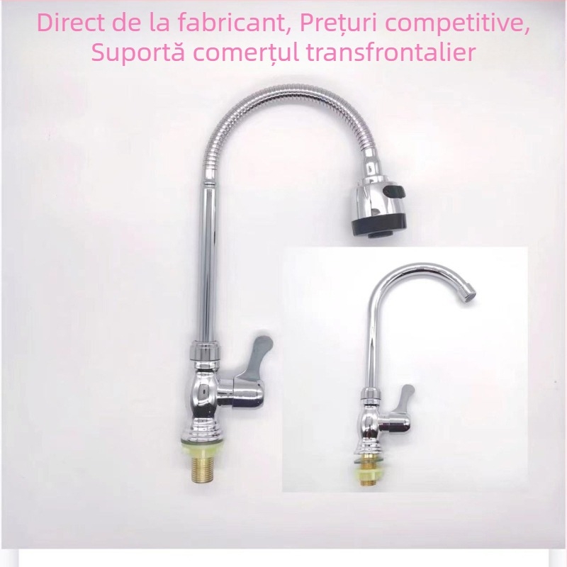 Robinet de chiuvetă reglabil, extensie universală, apă rece, cu un singur orificiu, vertical, corp din plastic, cartuș ceramic, intrare/ieșire 20 mm, 0,8 MPa, 0-80°C