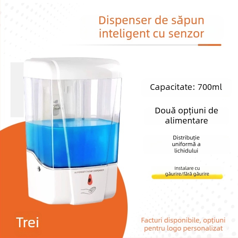 Dispozitiv automat de săpun cu senzor — construcție turnată prin injecție, certificat CE UE, funcție inductivă, greutate 0,65 kg, design modern