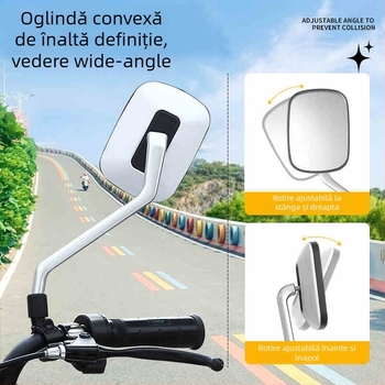 Oglindă retrovizoare pentru bicicletă electrică, model Qxqy-300, oglindă pătrată, montaj: ortodontic, material: aliaj dur înalt și plastice inginerești, rezistență la șocuri: înaltă