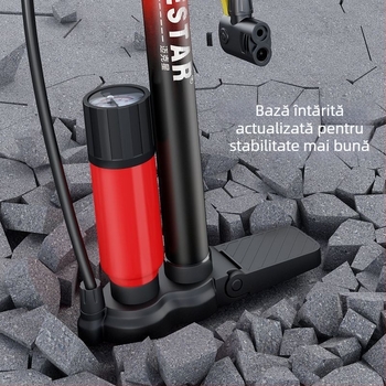 Pompa manuală de înaltă presiune pentru biciclete, motociclete și vehicule electrice — umflare rapidă, universală, pentru uz casnic