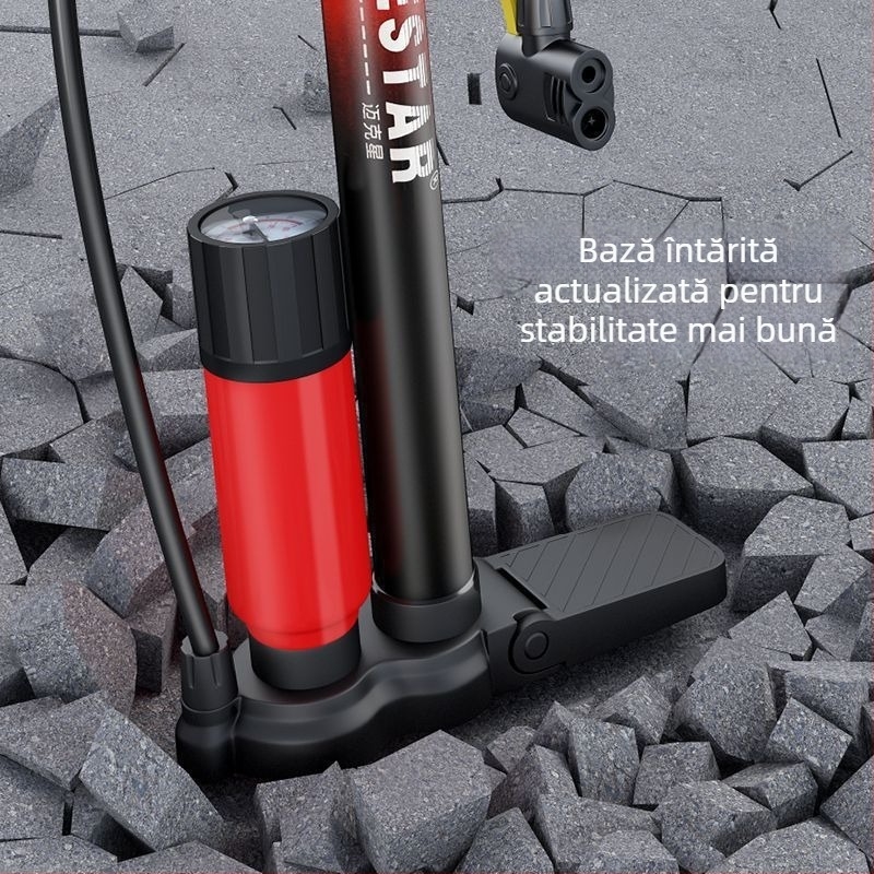 Pompa manuală de înaltă presiune pentru biciclete, motociclete și vehicule electrice — umflare rapidă, universală, pentru uz casnic
