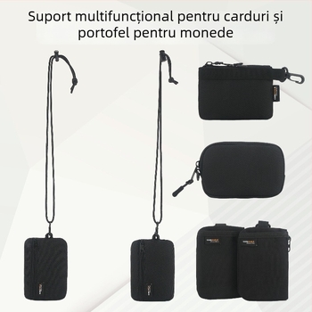 Portofel de gât multifuncțional cu monedă, buzunar pentru pașaport și carduri, husă ușoară pentru chei