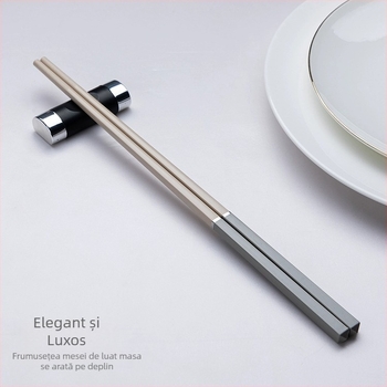 Chopsticks din aliaj, stil simplu, set cadou în cutie, 10 perechi, rezistente la temperaturi înalte, rezistente la mucegai, antiderapante