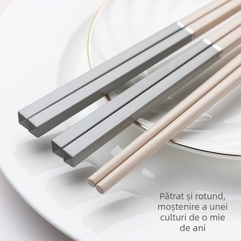 Chopsticks din aliaj, stil simplu, set cadou în cutie, 10 perechi, rezistente la temperaturi înalte, rezistente la mucegai, antiderapante