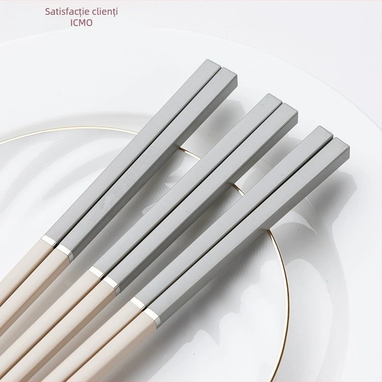Chopsticks din aliaj, stil simplu, set cadou în cutie, 10 perechi, rezistente la temperaturi înalte, rezistente la mucegai, antiderapante