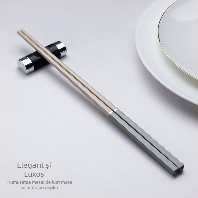 Chopsticks din aliaj, stil simplu, set cadou în cutie, 10 perechi, rezistente la temperaturi înalte, rezistente la mucegai, antiderapante