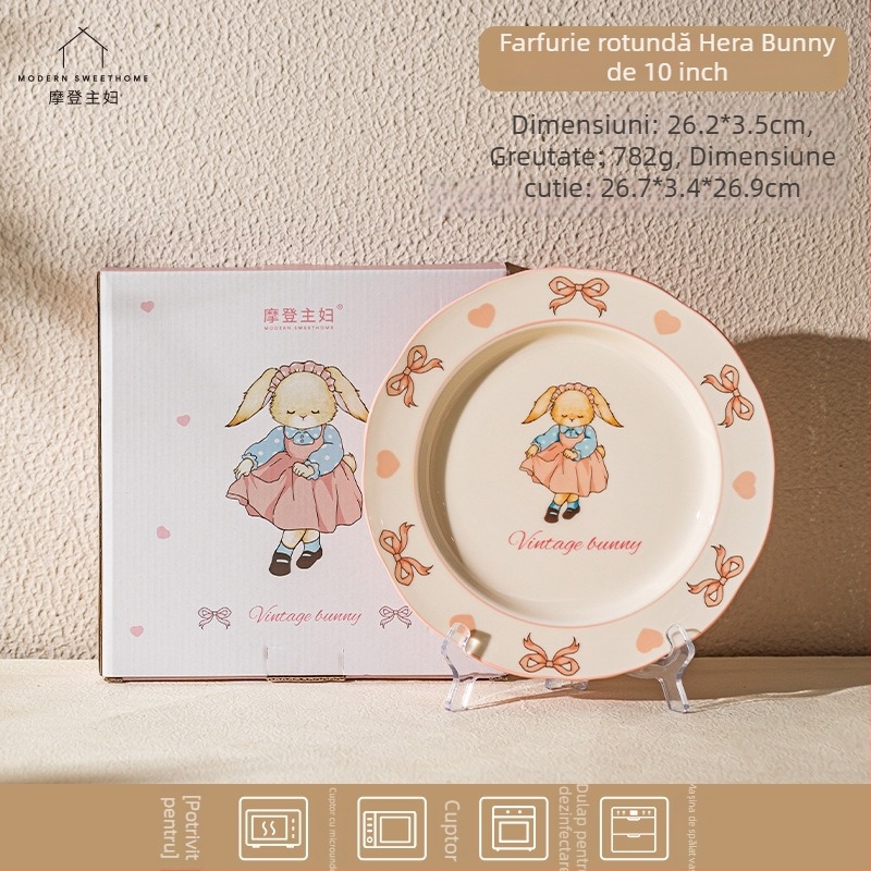 Set de boluri ceramice pentru orez și supă – rotunde, stil retro light luxury, modele multiple, compatibil cu cuptorul cu microunde