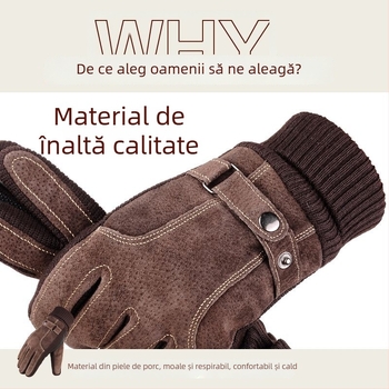Mănuși de iarnă pentru ciclism și motocicletă – rezistente la vânt, căptușite cu fleece, din bumbac, Ice Silk țesătură, stil Flip cover, compatibile cu ecran tactil.