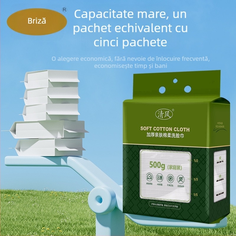 Prosoape de față de unică folosință, moi ca bumbacul și fără scame, design cu tragere suspendat, pentru demachiere, fibre vegetale