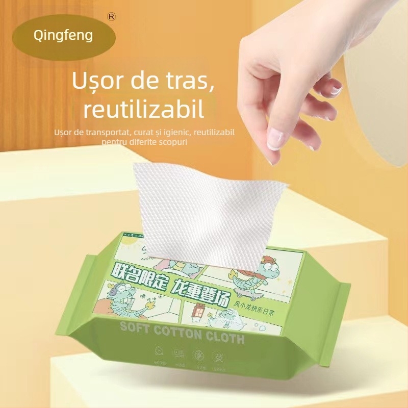 Prosoape de față de unică folosință, moi ca bumbacul și fără scame, design cu tragere suspendat, pentru demachiere, fibre vegetale