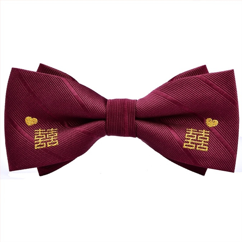 Papion trei piese, set cu batistă de buzunar și boutonniere • poliester • stil masculin • lățime standard