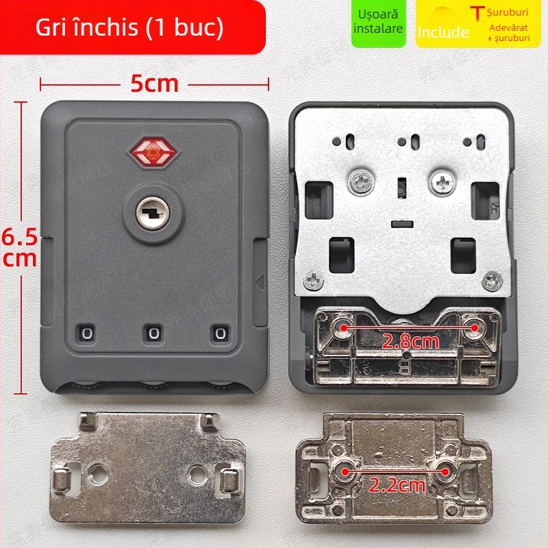 Zăvor cu combinație pentru bagaje – anti-furt, carcasă din plastic, model primăvara 2024, accesorii bagaje