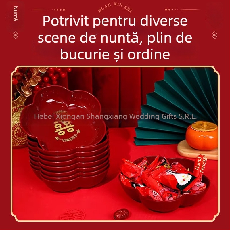 Farfurie de fructe de nuntă și bomboane (Material: Resin; Surface: Gold/gilt; Craft: Electroplating; Style: Chinese; Packaging: Carton packaging)