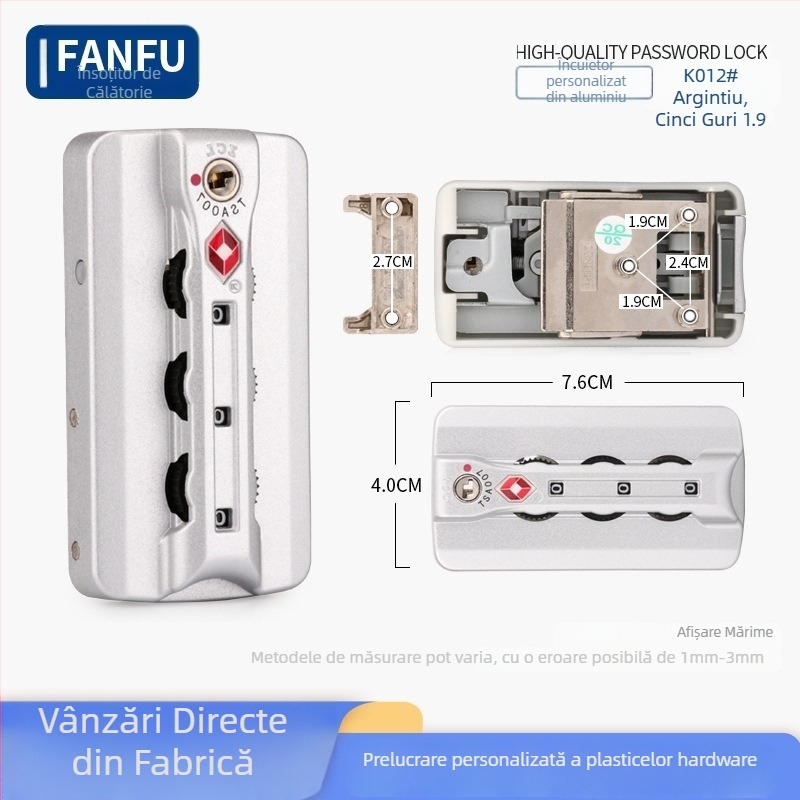 Încuietoare pentru bagaje cu cadru din aluminiu – anti-furt, aluminiu, accesorii Fanfu pentru bagaje