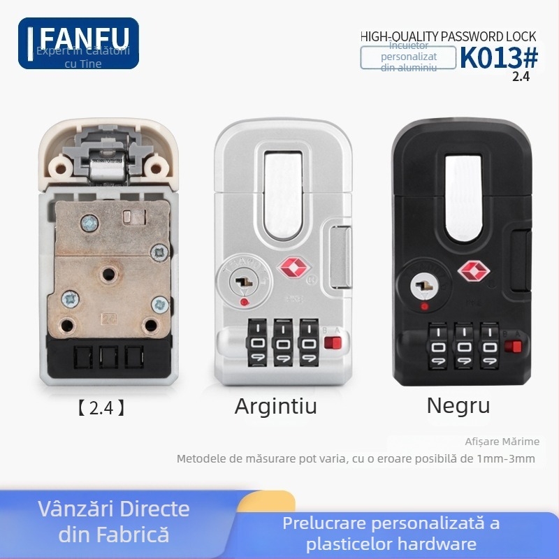 Încuietoare pentru bagaje cu cadru din aluminiu – anti-furt, aluminiu, accesorii Fanfu pentru bagaje