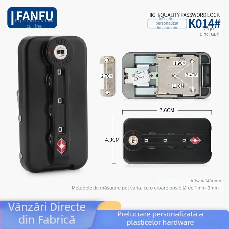 Încuietoare pentru bagaje cu cadru din aluminiu – anti-furt, aluminiu, accesorii Fanfu pentru bagaje