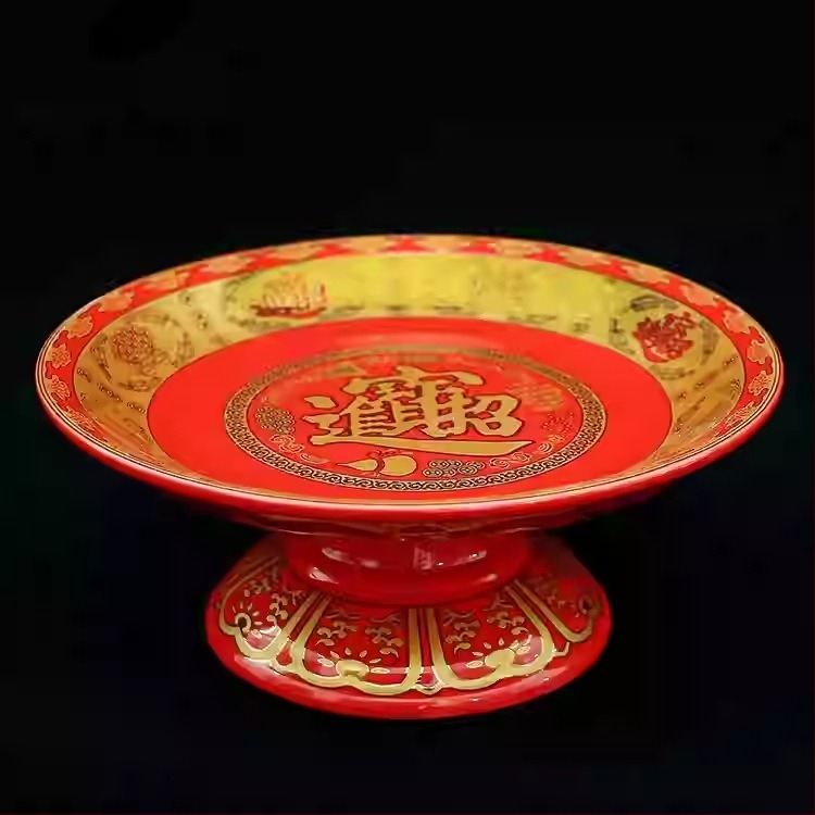 Platou ceramic pentru ofrande de uz casnic, personalizare disponibilă, suprafață placată color, stil simplu și modern, Fengyunfei