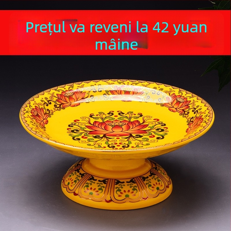 Platou ceramic pentru ofrande de uz casnic, personalizare disponibilă, suprafață placată color, stil simplu și modern, Fengyunfei